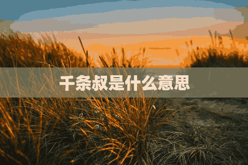 千条叔是什么意思(千条叔是什么电影)